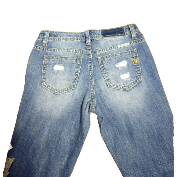 Miss Me Boyfriend Ankle Jeans Mid-rise Womens 26 Floral Embroidered New - Picture 5 of 9